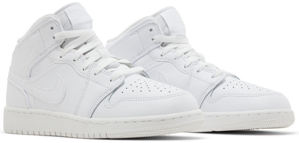 Jordan 1 Mid Triple White (2023) (GS)  - 554725-136