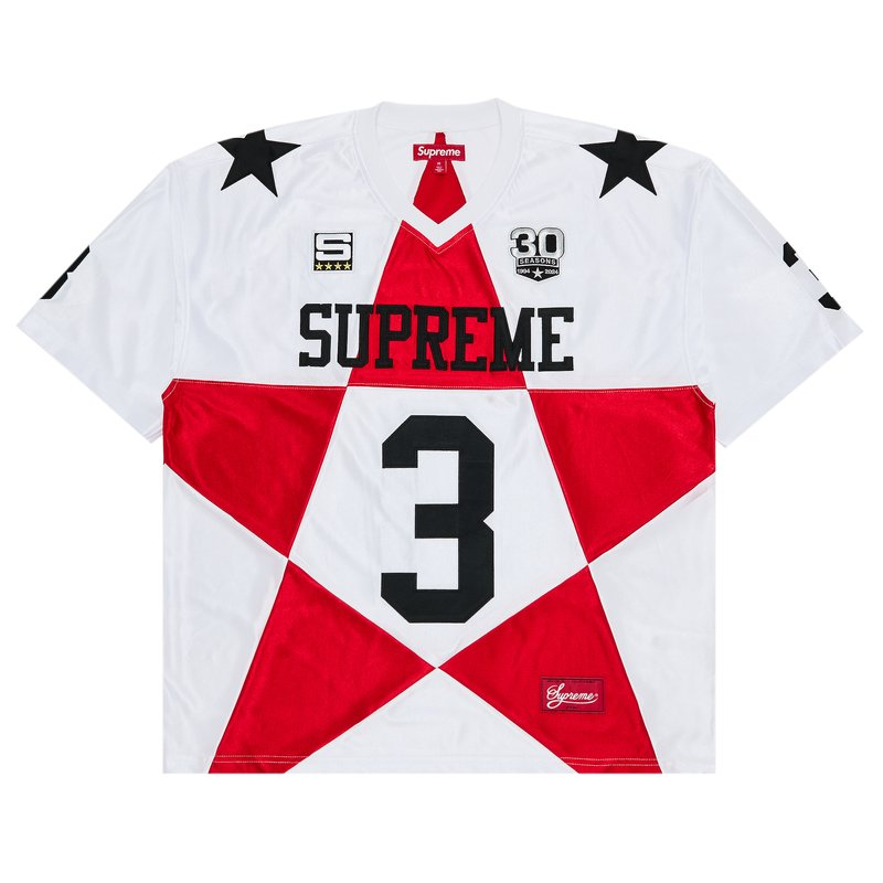 Supreme Star Football Jersey White  - FW24StarRED