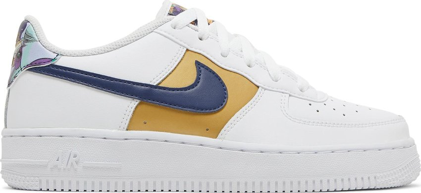 Nike Air Force 1 Low '07 LV8 White Blue Void Metallic Gold (GS) - DM3089-100