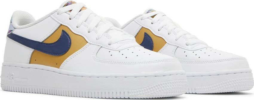 Nike Air Force 1 Low '07 LV8 White Blue Void Metallic Gold (GS) - DM3089-100