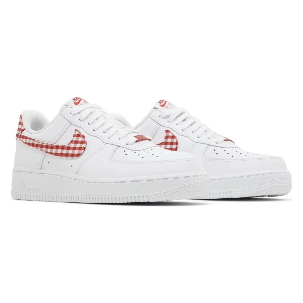 Nike Air Force 1 Low '07 Essential White Mystic Red Gingham - DZ2784-101