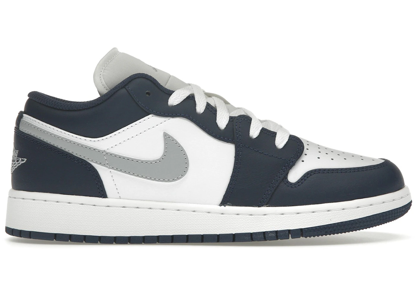 Jordan 1 Low Midnight Navy Wolf Grey (GS)  - 553560-141