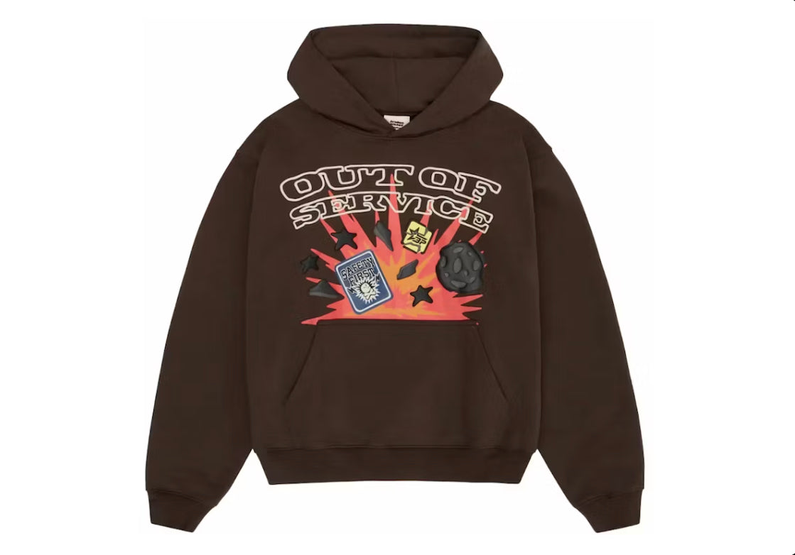 Broken Planet Out Of Service Hoodie Brown - BR0KEN - S3RV1CE