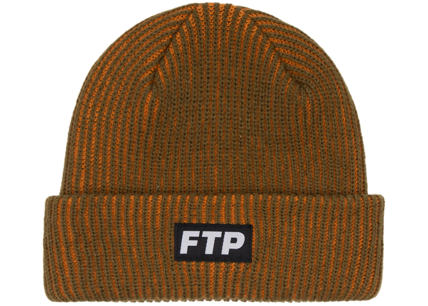 FTP 2-Tone Logo Beanie Olive  - FW24BNBRWN