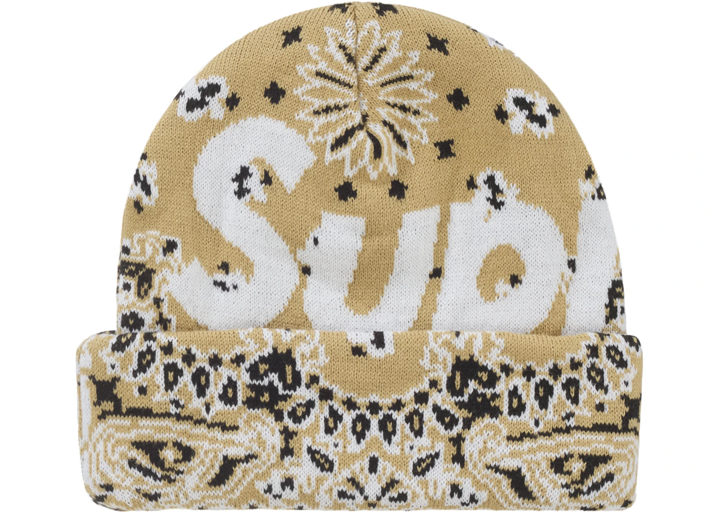 Supreme Bandana Big Logo Beanie Beige  - FW24BNDNBB