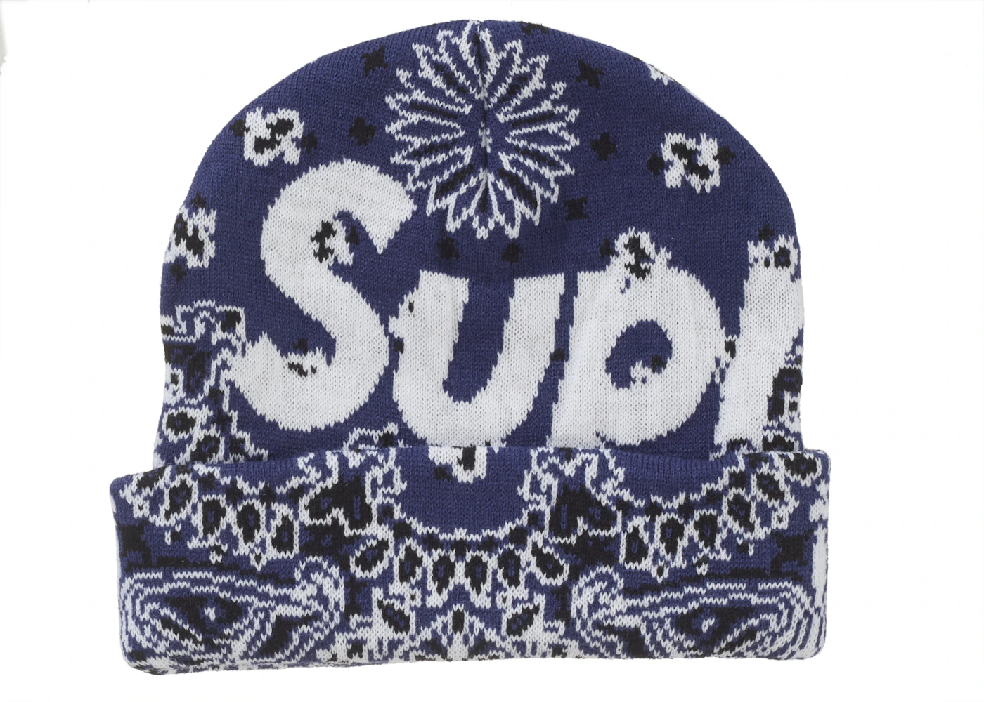 Supreme Bandana Big Logo Beanie Blue  - FW24BNDNBBL