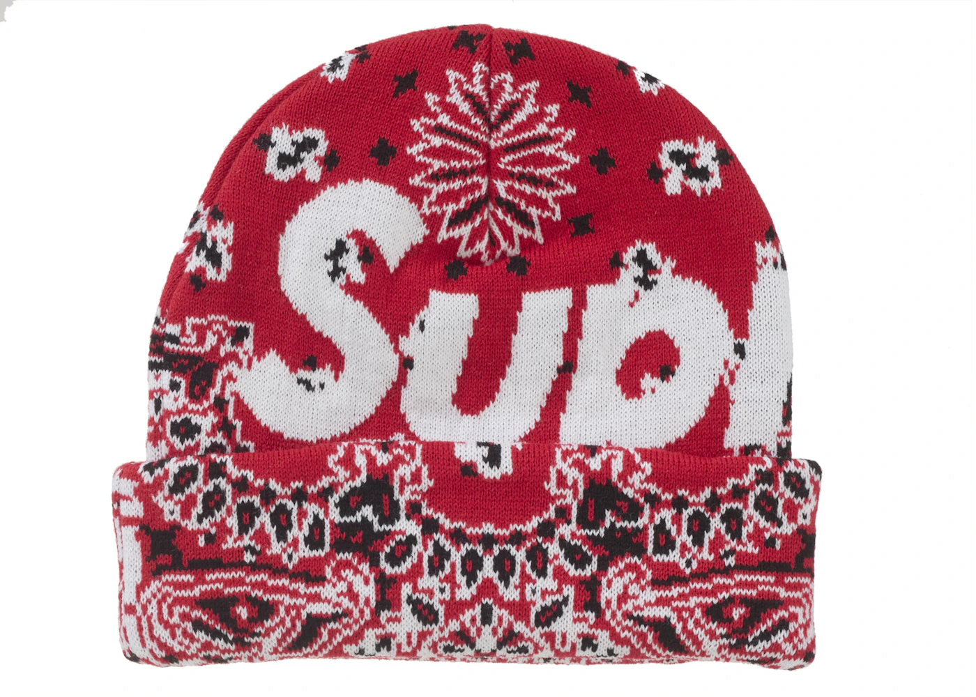 Supreme Bandana Big Logo Beanie Red  - FW24BNDNBR