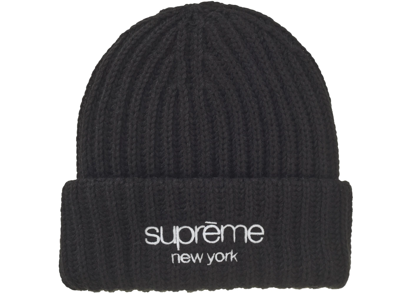 Supreme Classic Logo Chunky Ribbed Beanie (FW24) Black  - FW24CHRIBB