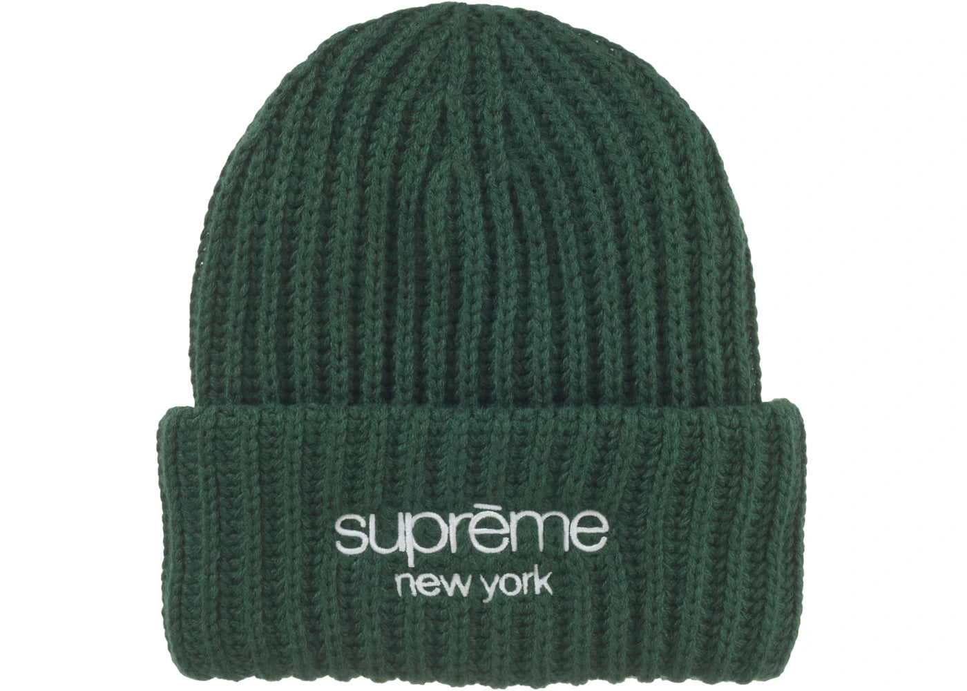 Supreme Classic Logo Chunky Ribbed Beanie (FW24) Dark Green  - SUPR-SCLCRB-DARKGREEN