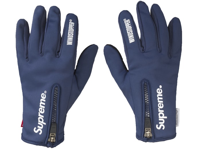 Supreme WINDSTOPPER Zip Gloves Navy - FW24WNSPTGN