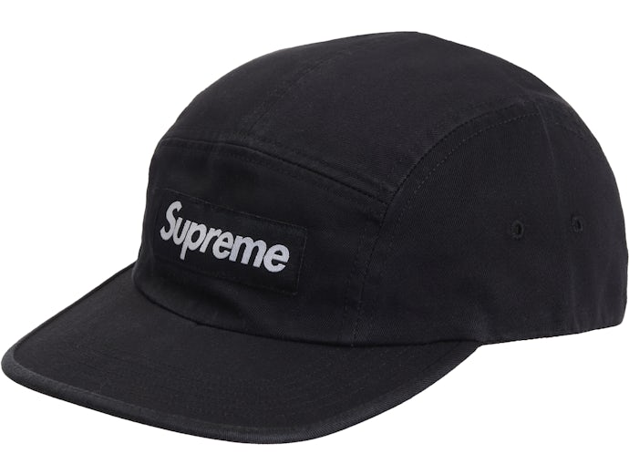 Supreme Washed Chino Twill Camp Cap (FW24) Black  - FW24Twillcapb