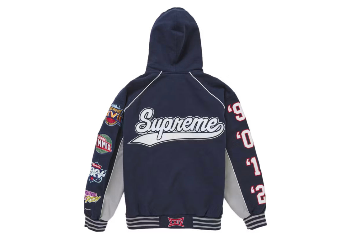 Supreme Playoffs Zip Up Hooded Sweatshirt Navy - SUP - Z1P UP